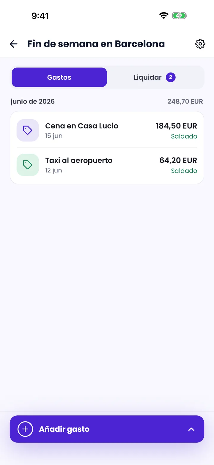 Grupo «Fin de semana en Barcelona» con gastos compartidos